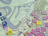 Close-up of a hex and counter Civil War board game